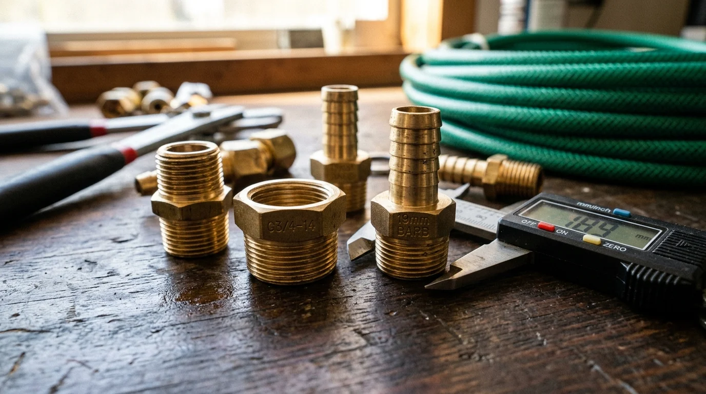 What are the main brass hose connector types and specifications