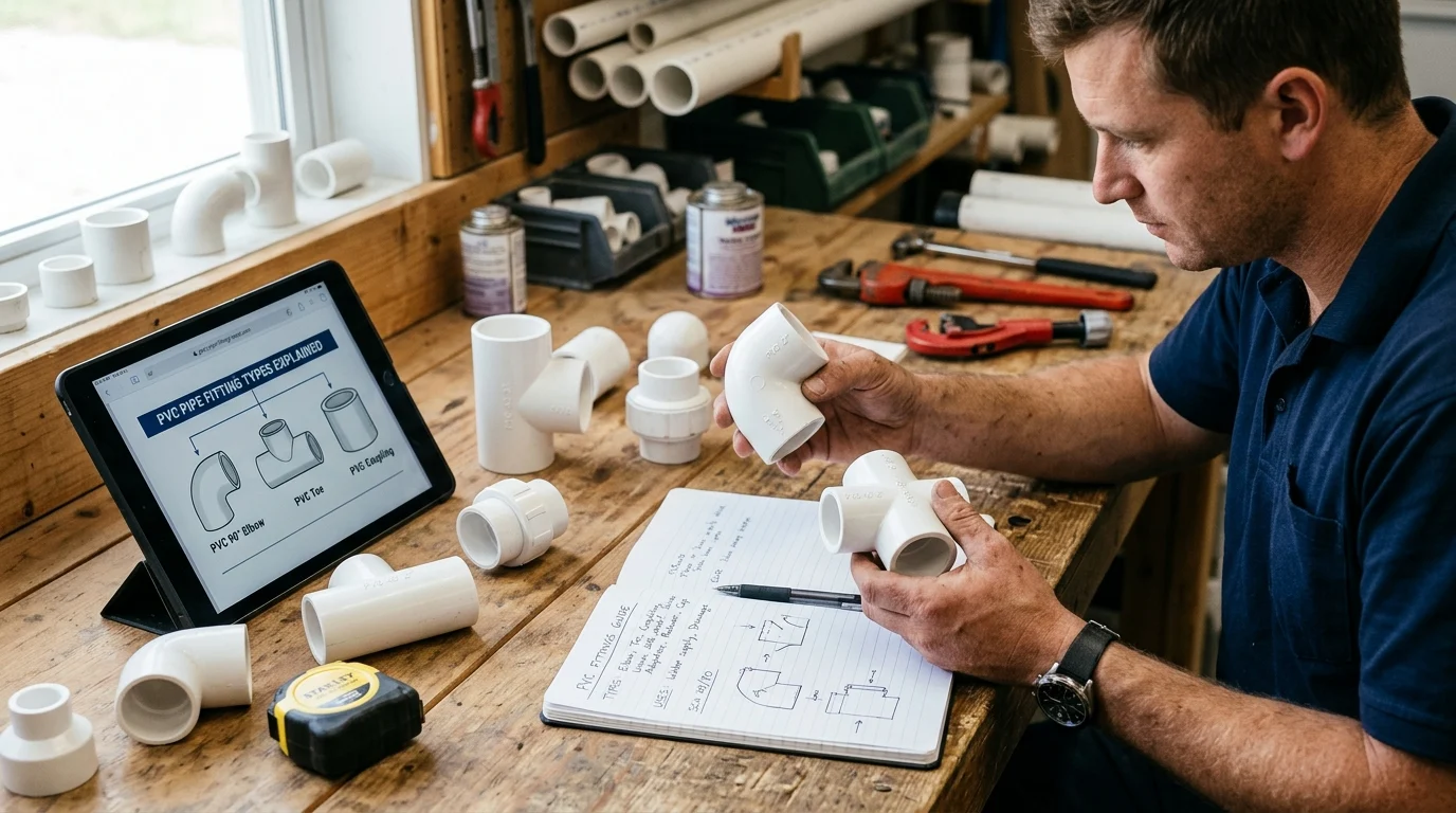 What are the main PVC pipe fitting types