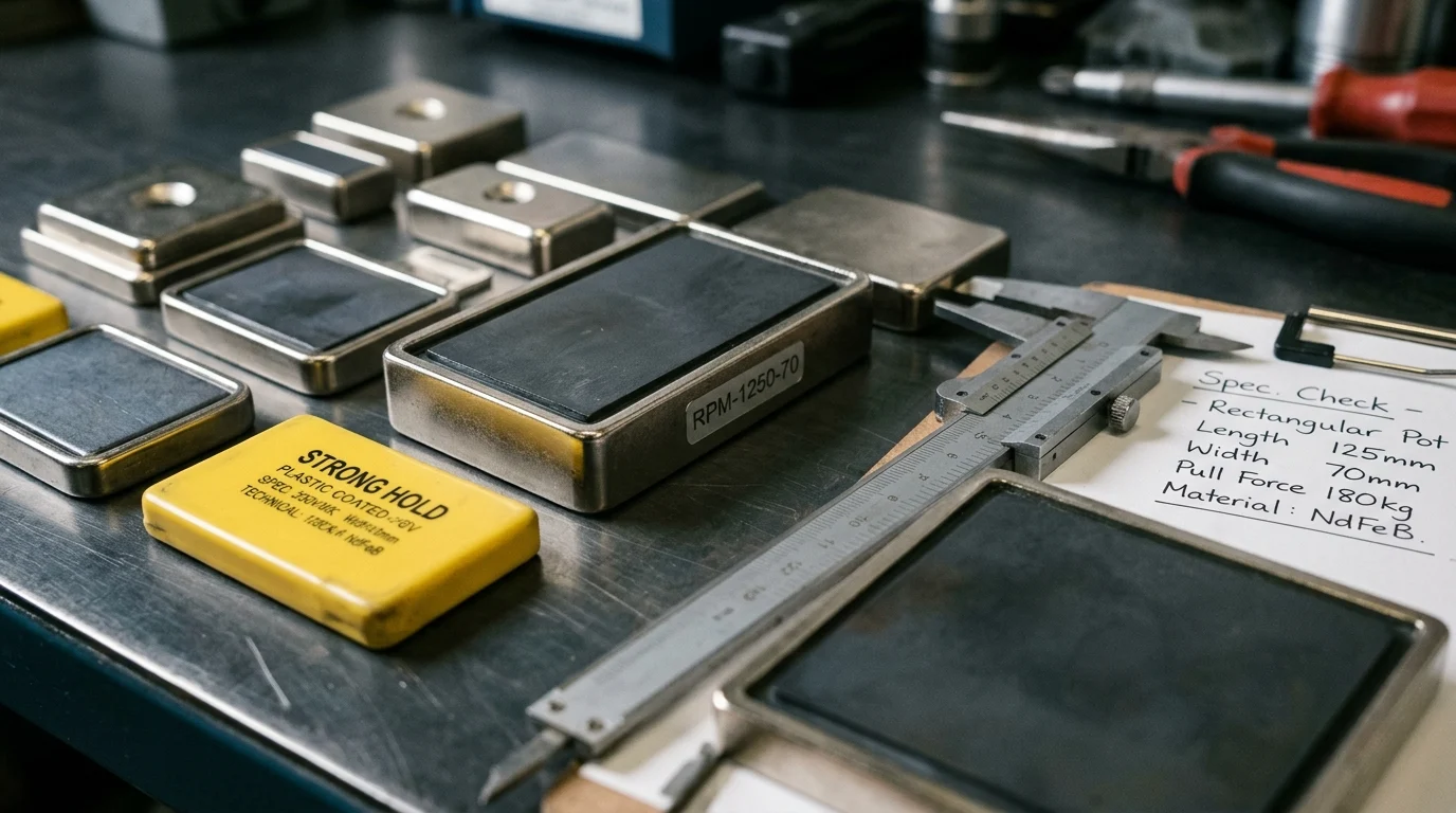 Key Rectangular Pot Magnet Specifications